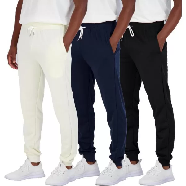 Real Essentials 3 Pack Mens French Terry Fleece Active Casual Jogger Sweatpants with Pockets Available in Big amp TallBig amp Tall Set 5