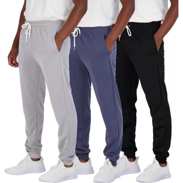 Real Essentials 3 Pack Mens French Terry Fleece Active Casual Jogger Sweatpants with Pockets Available in Big amp TallBig amp Tall Set 7