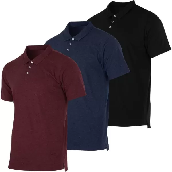 Real Essentials 3 Pack Mens Jersey Cotton Short Sleeve Polo Shirt  Breathable Performance Polo Available in Big amp TallBig amp Tall Set E