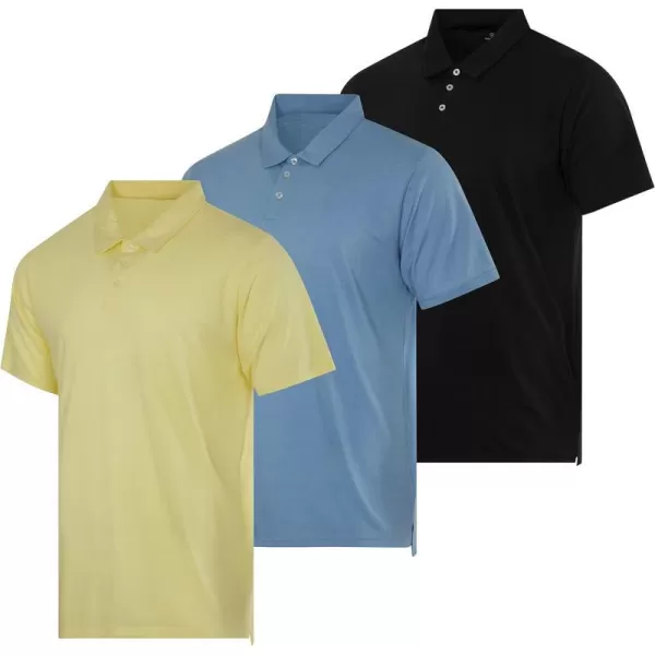 Real Essentials 3 Pack Mens Jersey Cotton Short Sleeve Polo Shirt  Breathable Performance Polo Available in Big amp TallRegular Set K