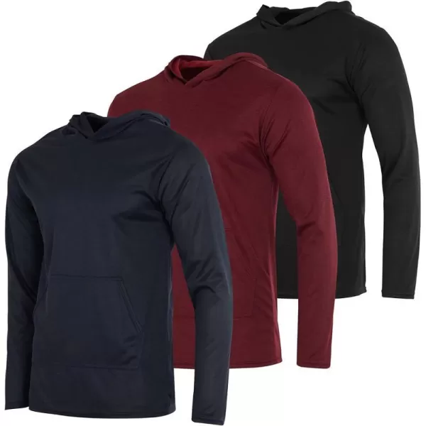 Real Essentials 3 Pack Mens Mesh Long Sleeve Athletic Pullover Hoodie Sweatshirt Pockets UPF 50 Available In Big amp Tallbigtall Set 2