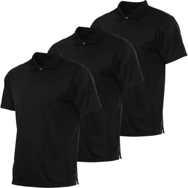 Real Essentials 3 Pack Mens QuickDry Short Sleeve Athletic Performance Polo Shirt Available in Big amp TallPolo Set O