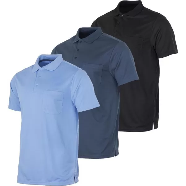 Real Essentials 3 Pack Mens Short Sleeve DryFit Collared Polo Shirt with Pocket  Active Casual Available Big amp Tallbigtall Set 4