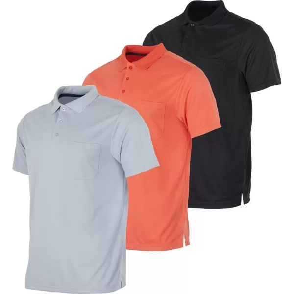 Real Essentials 3 Pack Mens Short Sleeve DryFit Collared Polo Shirt with Pocket  Active Casual Available Big amp Tallbigtall Set 9