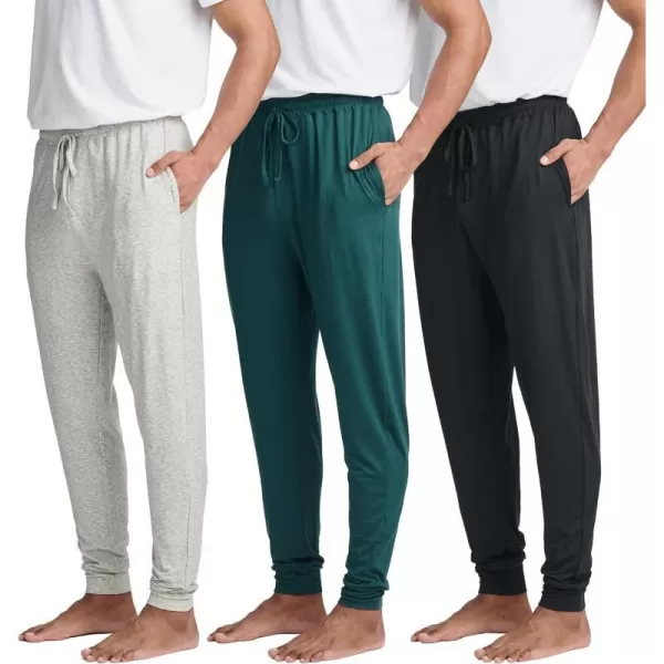 Real Essentials 3 Pack Mens Soft Lounge Sleep Joggers  Pajama Pants Drawstring amp Pockets Available in Big amp TallBig amp Tall Set 1