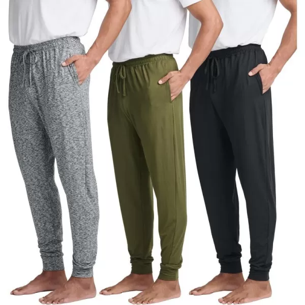 Real Essentials 3 Pack Mens Soft Lounge Sleep Joggers  Pajama Pants Drawstring amp Pockets Available in Big amp TallBig amp Tall Set 2