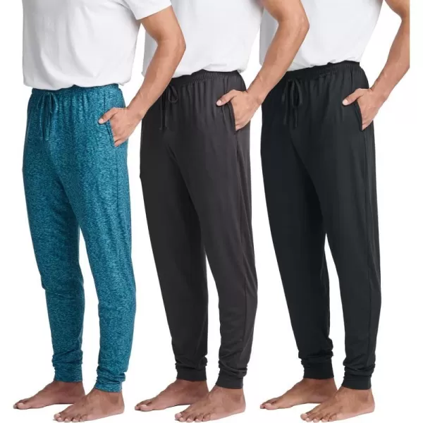 Real Essentials 3 Pack Mens Soft Lounge Sleep Joggers  Pajama Pants Drawstring amp Pockets Available in Big amp TallBig amp Tall Set 3