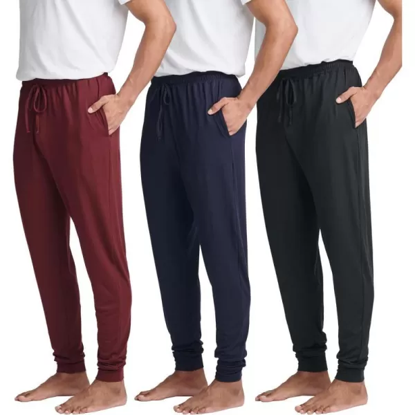 Real Essentials 3 Pack Mens Soft Lounge Sleep Joggers  Pajama Pants Drawstring amp Pockets Available in Big amp TallBig amp Tall Set 9