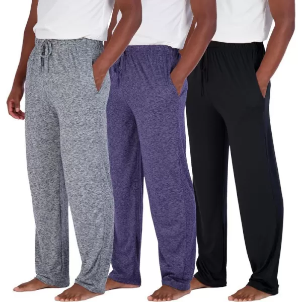 Real Essentials 3 Pack Mens Soft Pajama Lounge Pants with Drawstring amp Pockets  4Way Stretch amp WickingBig amp Tall S5XLBig amp Tall Set 1