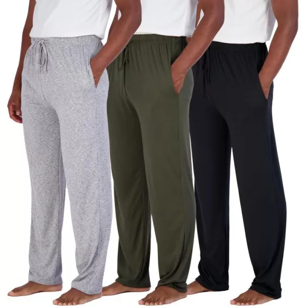 Real Essentials 3 Pack Mens Soft Pajama Lounge Pants with Drawstring amp Pockets  4Way Stretch amp WickingBig amp Tall S5XLBig amp Tall Set 2