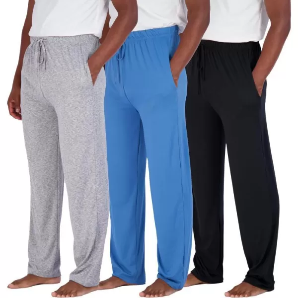 Real Essentials 3 Pack Mens Soft Pajama Lounge Pants with Drawstring amp Pockets  4Way Stretch amp WickingBig amp Tall S5XLStandard Set 4