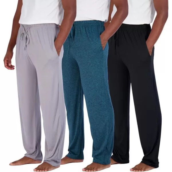 Real Essentials 3 Pack Mens Soft Pajama Lounge Pants with Drawstring amp Pockets  4Way Stretch amp WickingBig amp Tall S5XLStandard Set 5