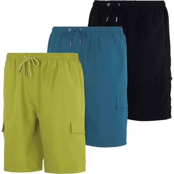 Real Essentials 3 Pack Mens Swim Trunks with Cargo Pockets amp Mesh Lining Available in Big amp TallStandard Set 5