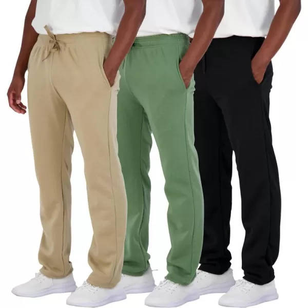 Real Essentials 3 Pack Mens Tech Fleece Athletic Casual Open Bottom Sweatpants with Pockets Available in Big amp TallBig amp Tall Set 10