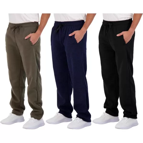 Real Essentials 3 Pack Mens Tech Fleece Athletic Casual Open Bottom Sweatpants with Pockets Available in Big amp TallBig amp Tall Set 3