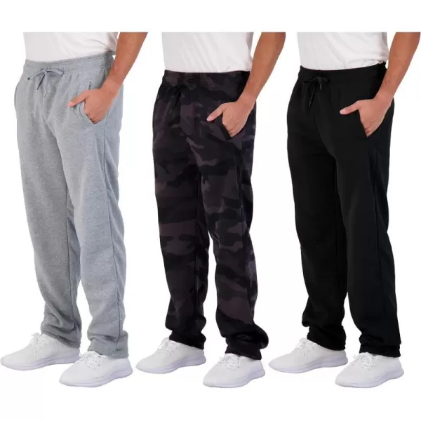 Real Essentials 3 Pack Mens Tech Fleece Athletic Casual Open Bottom Sweatpants with Pockets Available in Big amp TallBig amp Tall Set 4