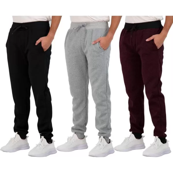 Real Essentials 3 Pack Mens Tech Fleece UltraSoft Warm Jogger Athletic Sweatpants with Pockets Available in Big amp TallJogger Set B