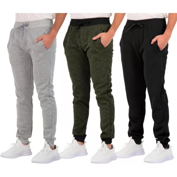 Real Essentials 3 Pack Mens Tech Fleece UltraSoft Warm Jogger Athletic Sweatpants with Pockets Available in Big amp TallJogger Set C