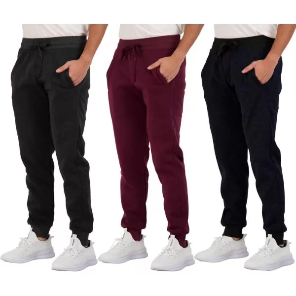 Real Essentials 3 Pack Mens Tech Fleece UltraSoft Warm Jogger Athletic Sweatpants with Pockets Available in Big amp TallJogger Set D