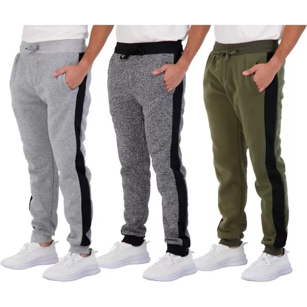 Real Essentials 3 Pack Mens Tech Fleece UltraSoft Warm Jogger Athletic Sweatpants with Pockets Available in Big amp TallJogger Set E