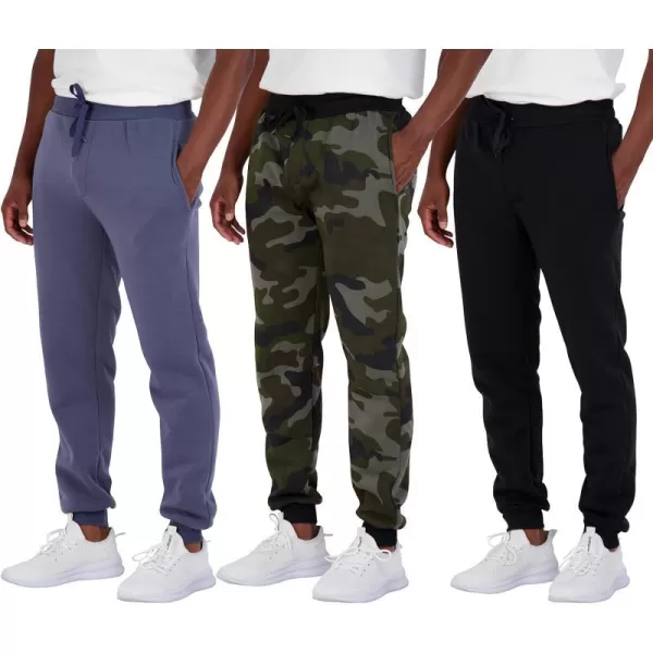 Real Essentials 3 Pack Mens Tech Fleece UltraSoft Warm Jogger Athletic Sweatpants with Pockets Available in Big amp TallJogger Set G