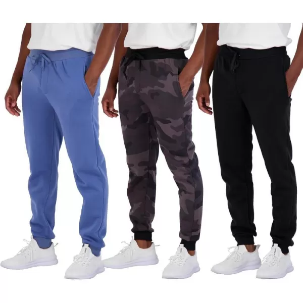 Real Essentials 3 Pack Mens Tech Fleece UltraSoft Warm Jogger Athletic Sweatpants with Pockets Available in Big amp TallJogger Set H