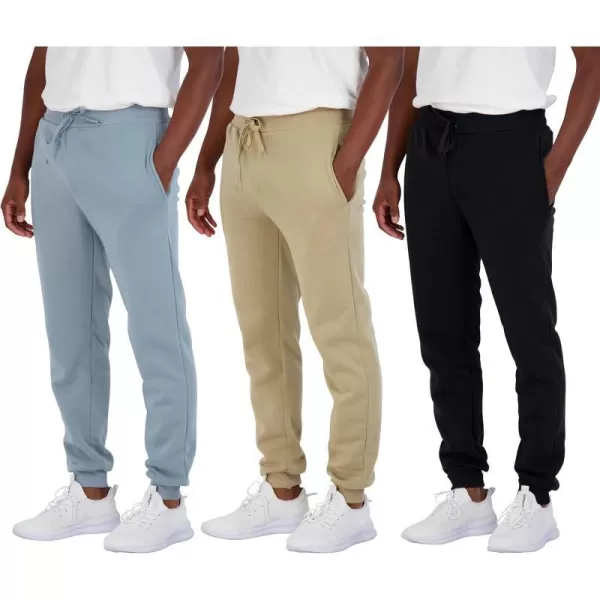 Real Essentials 3 Pack Mens Tech Fleece UltraSoft Warm Jogger Athletic Sweatpants with Pockets Available in Big amp TallJogger Set K