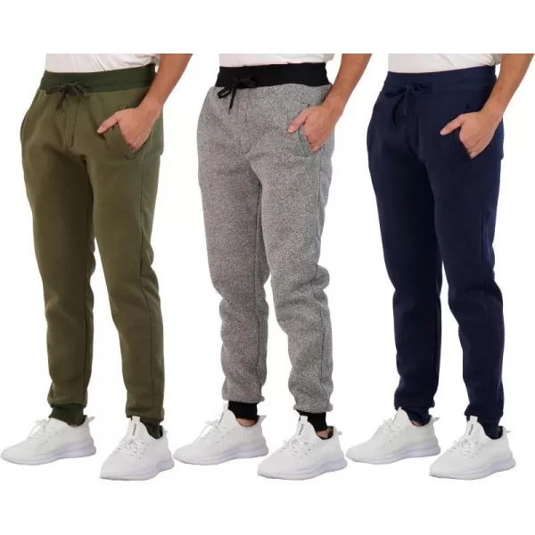 Real Essentials 3 Pack Mens Tech Fleece UltraSoft Warm Jogger Athletic Sweatpants with Pockets Available in Big amp TallJogger Set a