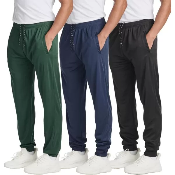 Real Essentials 3 Pack Mens Tech Mesh Active Athletic Casual Jogger Sweatpants with PocketsAvailable in Big amp TallJogger Set 1