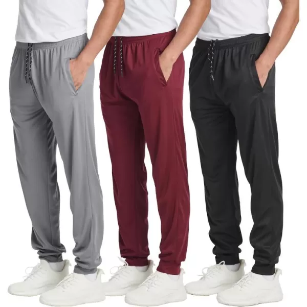 Real Essentials 3 Pack Mens Tech Mesh Active Athletic Casual Jogger Sweatpants with PocketsAvailable in Big amp TallJogger Set 2