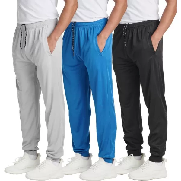 Real Essentials 3 Pack Mens Tech Mesh Active Athletic Casual Jogger Sweatpants with PocketsAvailable in Big amp TallJogger Set 4