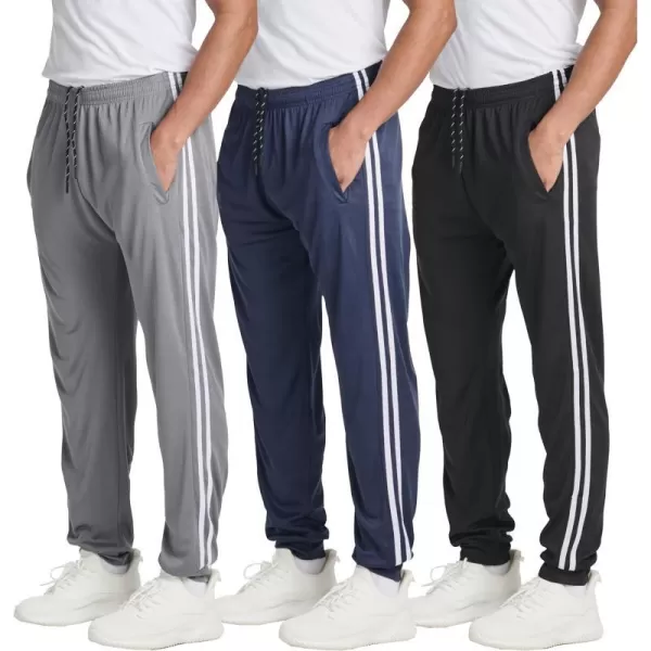 Real Essentials 3 Pack Mens Tech Mesh Active Athletic Casual Jogger Sweatpants with PocketsAvailable in Big amp TallJogger Set 5