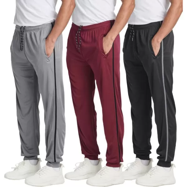 Real Essentials 3 Pack Mens Tech Mesh Active Athletic Casual Jogger Sweatpants with PocketsAvailable in Big amp TallJogger Set 6