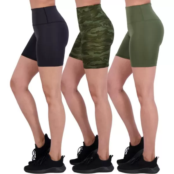 Real Essentials 3 Pack Womens Active Athletic High Waisted FullLength Leggings amp Biker Shorts 6 Inseam6 Biker Short Set D