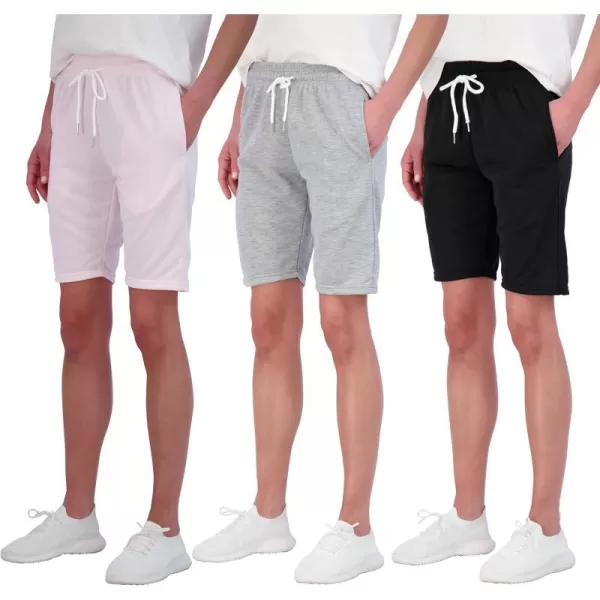 Real Essentials 3 Pack Womens Cotton French Terry 9 Bermuda Short PocketsCasual Lounge Athletic Available in PlusBermuda 9  Inch Inseam 9 Inch Set 6