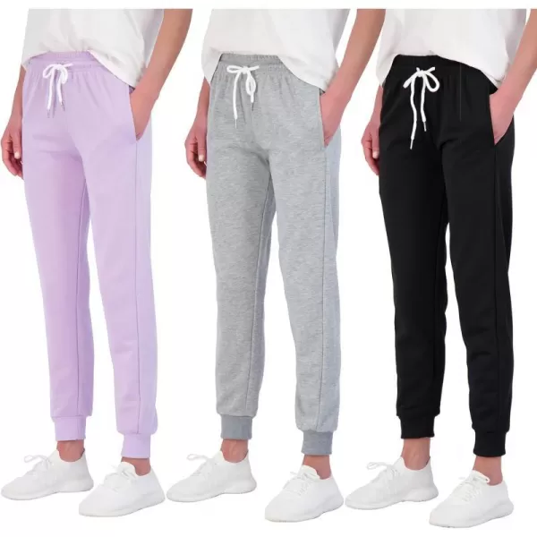 Real Essentials 3 Pack Womens Cotton French Terry Lounge Joggers  Athletic Sweatpants with Pockets Available in PlusPlus Size Set 6