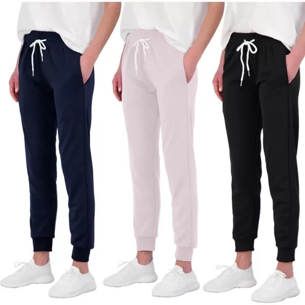 Real Essentials 3 Pack Womens Cotton French Terry Lounge Joggers  Athletic Sweatpants with Pockets Available in PlusPlus Size Set 7