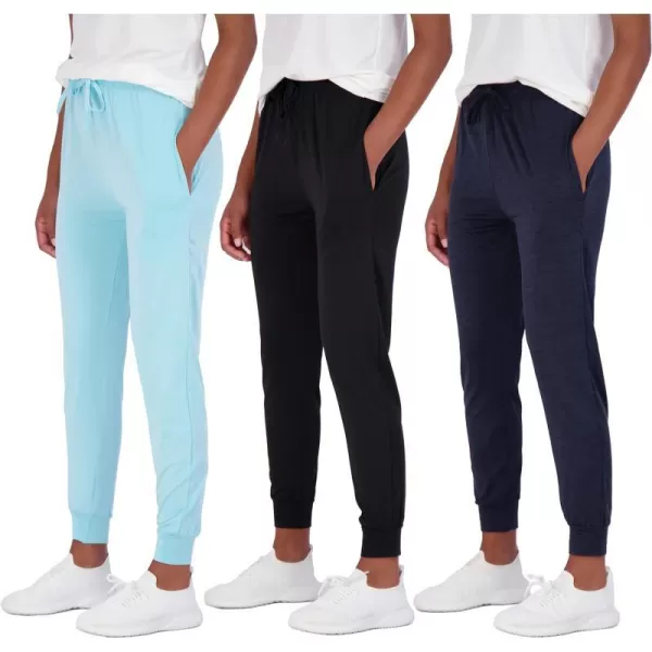 Real Essentials 3 Pack Womens DryFit Active Athletic Joggers Yoga Lounge Pants  Drawstring Available in Plus SizePlus Size Set 2