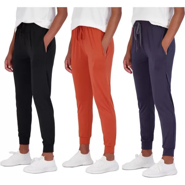 Real Essentials 3 Pack Womens DryFit Active Athletic Joggers Yoga Lounge Pants  Drawstring Available in Plus SizeRegular Set 4