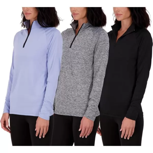 Real Essentials 3 Pack Womens DryFit Long Sleeve Quarter Zip  Full Zip Up Hoodie Workout Jacket Available in PlusQuarter Zip Set 2