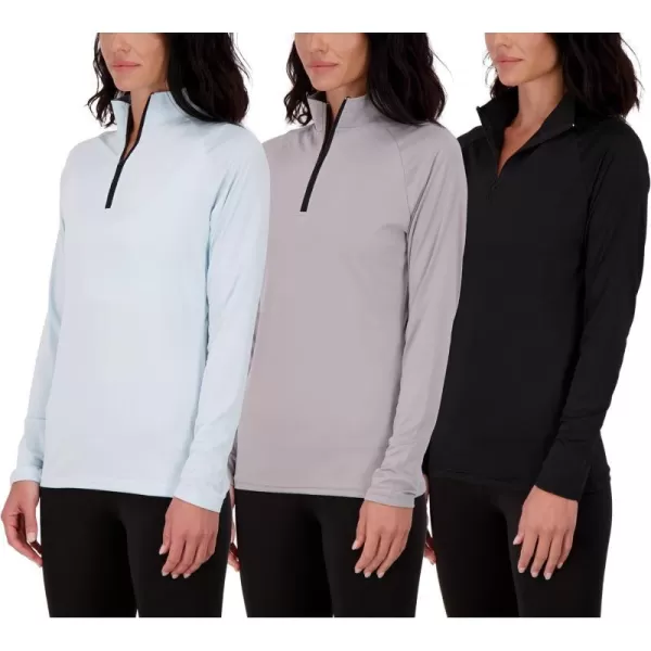 Real Essentials 3 Pack Womens DryFit Long Sleeve Quarter Zip  Full Zip Up Hoodie Workout Jacket Available in PlusQuarter Zip Set 4