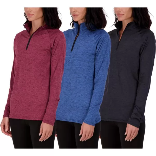 Real Essentials 3 Pack Womens DryFit Long Sleeve Quarter Zip  Full Zip Up Hoodie Workout Jacket Available in PlusQuarter Zip Set 5