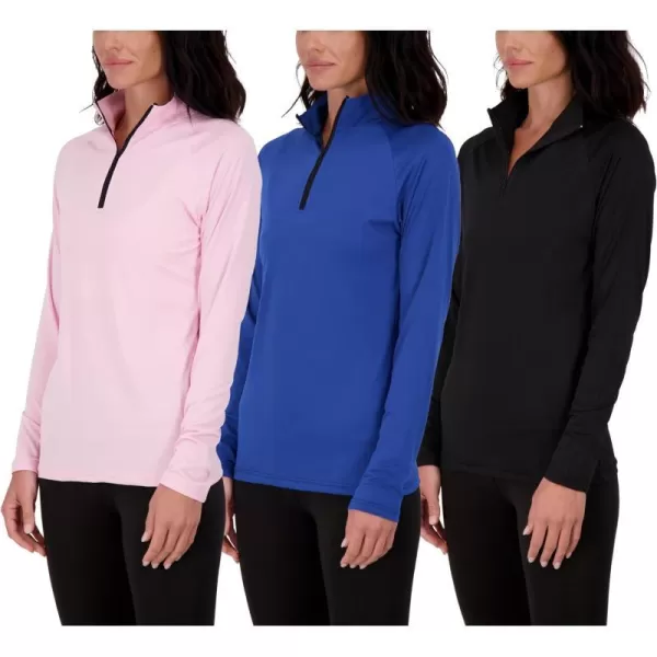 Real Essentials 3 Pack Womens DryFit Long Sleeve Quarter Zip  Full Zip Up Hoodie Workout Jacket Available in PlusQuarter Zip Set 6