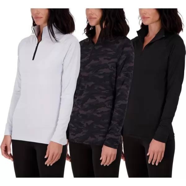 Real Essentials 3 Pack Womens DryFit Long Sleeve Quarter Zip  Full Zip Up Hoodie Workout Jacket Available in PlusQuarter Zip Set 7