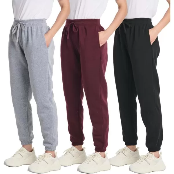 Real Essentials 3 Pack Womens Fleece Jogger Sweatpants Available in Plus SizePlusSize Set 1