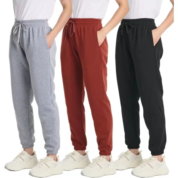 Real Essentials 3 Pack Womens Fleece Jogger Sweatpants Available in Plus SizePlusSize Set 3