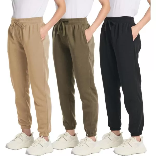 Real Essentials 3 Pack Womens Fleece Jogger Sweatpants Available in Plus SizePlusSize Set 9