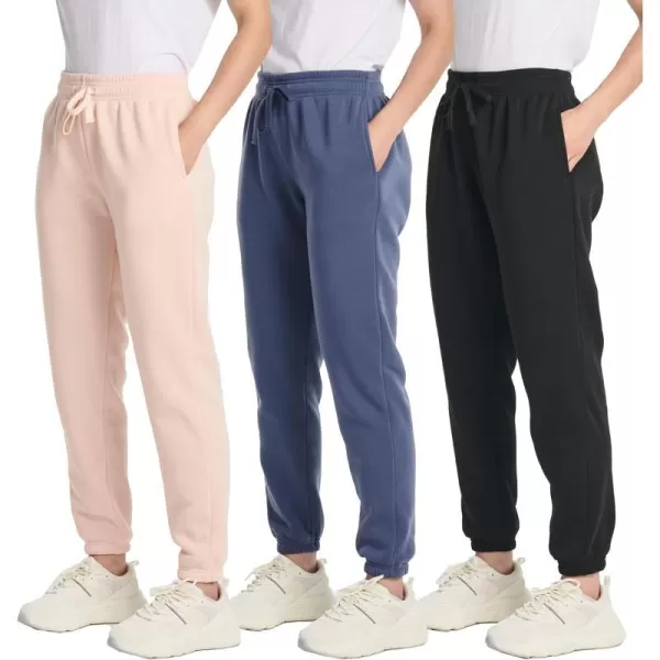 Real Essentials 3 Pack Womens Fleece Jogger Sweatpants Available in Plus SizeStandard Set 5