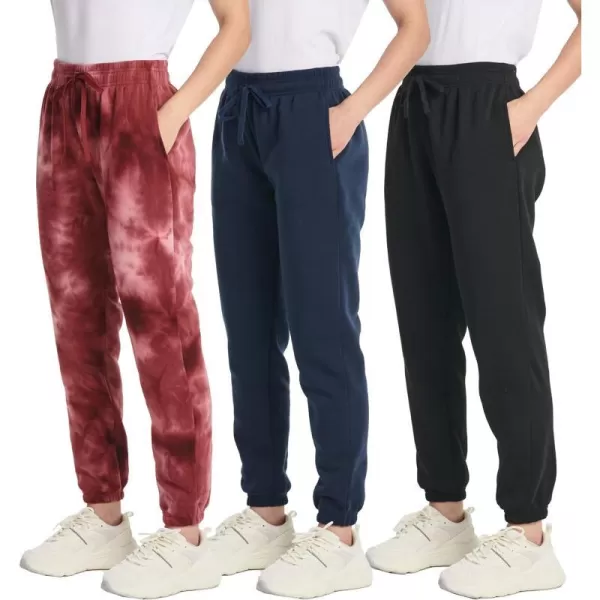 Real Essentials 3 Pack Womens Fleece Jogger Sweatpants Available in Plus SizeStandard Set 8