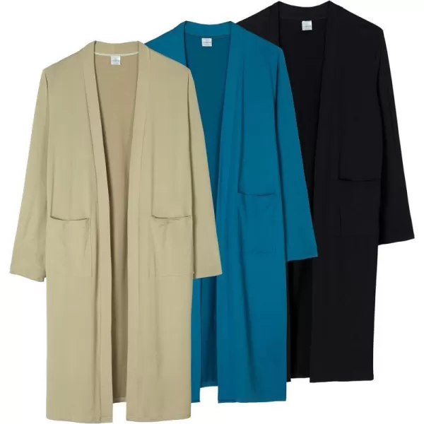 Real Essentials 3 Pack Womens Long Sleeve OpenFront Cardigan with Pockets Available in Plus SizeStandard Set 6